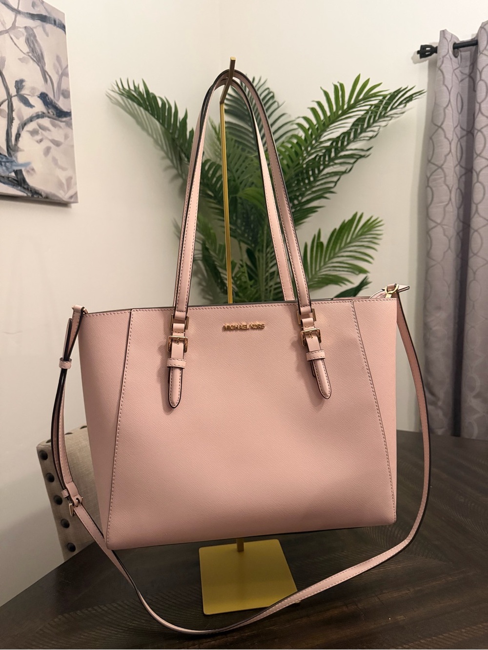 Michael Kors Blush Pink Saffiano Tote with Gold Accents